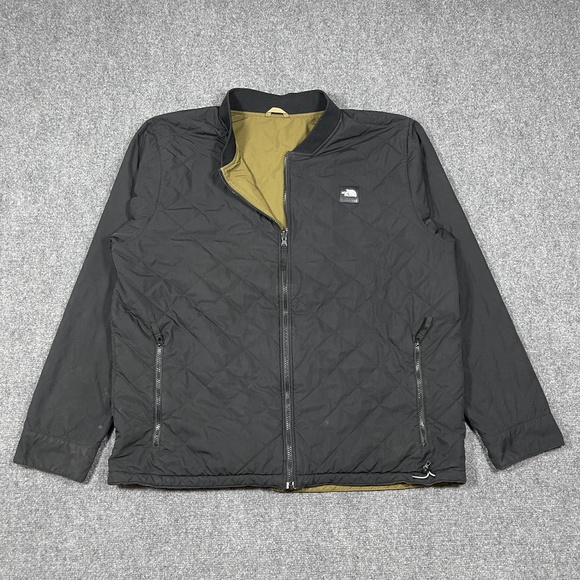 The North Face Quilted Reversible Zip Up Jacket Mens 2XL Olive Green/Black 0528 - Picture 1 of 13